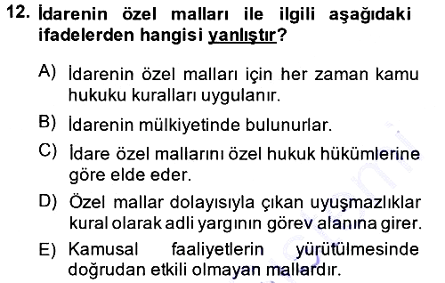 İdare Hukukuna Giriş 2014-2015 Ara Sınav - 12. soru