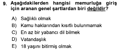 İdare Hukukuna Giriş 2017-2018 Ara Sınav - 9. soru