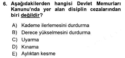 İdare Hukukuna Giriş 2018-2019 Ara Sınav - 6. soru