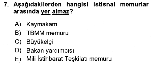 İdare Hukukuna Giriş 2021-2022 Ara Sınav - 7. soru