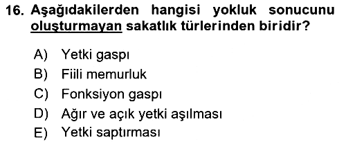 İdare Hukukuna Giriş 2021-2022 Ara Sınav - 16. soru