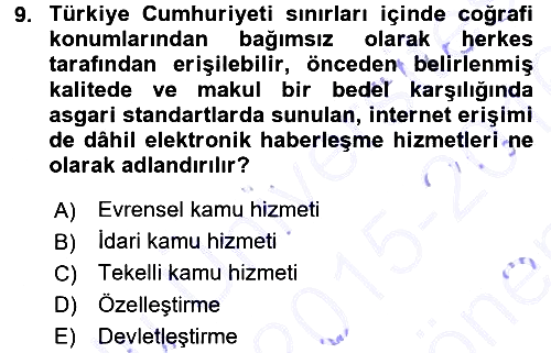 İdare Hukukuna Giriş 2015-2016 Dönem Sonu Sınavı - 9. soru