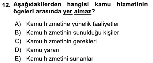 İdare Hukukuna Giriş 2022-2023 Dönem Sonu Sınavı - 12. soru