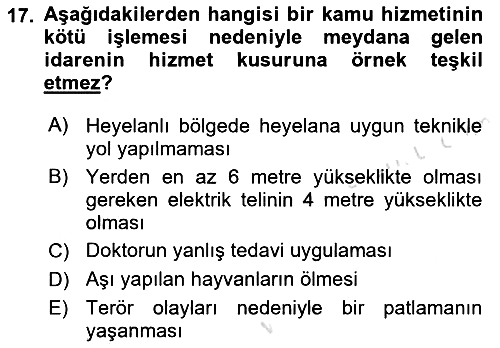 İdare Hukukuna Giriş 2022-2023 Dönem Sonu Sınavı - 17. soru