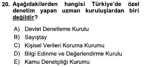 İdare Hukukuna Giriş 2022-2023 Dönem Sonu Sınavı - 20. soru