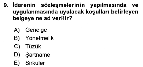 İdare Hukukuna Giriş 2024-2025 Dönem Sonu Sınavı - 9. soru