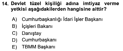 İdare Hukukuna Giriş 2024-2025 Dönem Sonu Sınavı - 14. soru