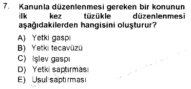 İdare Hukukuna Giriş 2012-2013 Tek Ders Sınavı - 7. soru