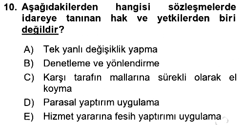 İdare Hukukuna Giriş 2020-2021 Yaz Okulu Sınavı - 10. soru