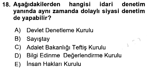 İdare Hukukuna Giriş 2020-2021 Yaz Okulu Sınavı - 18. soru