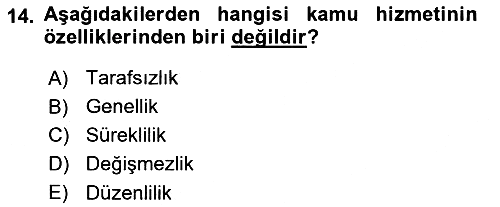 İdare Hukukuna Giriş 2021-2022 Yaz Okulu Sınavı - 14. soru