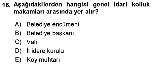 İdare Hukukuna Giriş 2022-2023 Yaz Okulu Sınavı - 16. soru