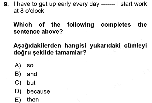 Ingilizce 1 2017-2018 3 Ders Sınavı - 9. soru