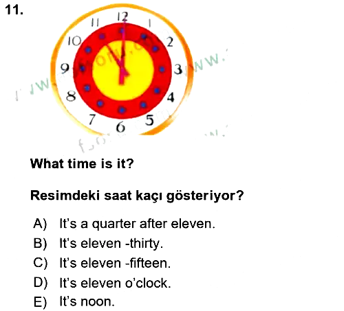 Ingilizce 1 2025-2026 Ara Sınav - 11. soru