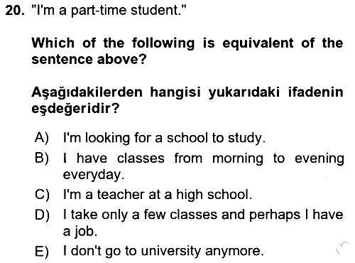 İngilizce 2 2025-2026 Ara Sınav - 20. soru