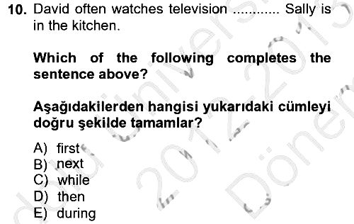 İngilizce 2 2012-2013 Dönem Sonu Sınavı - 10. soru