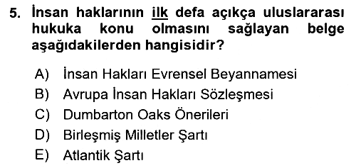 İnsan Hakları Hukukuna Giriş 2021-2022 Ara Sınav - 5. soru