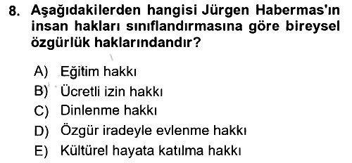 İnsan Hakları Hukukuna Giriş 2021-2022 Ara Sınav - 8. soru