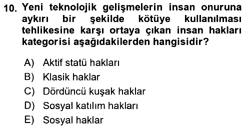 İnsan Hakları Hukukuna Giriş 2021-2022 Ara Sınav - 10. soru