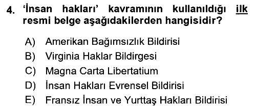 İnsan Hakları Hukukuna Giriş 2023-2024 Ara Sınav - 4. soru