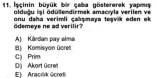İş Ve Sosyal Güvenlik Hukuku 2015-2016 Ara Sınav - 11. soru