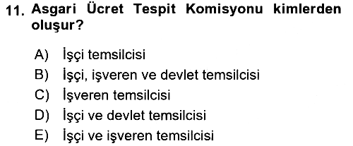İş Ve Sosyal Güvenlik Hukuku 2016-2017 Ara Sınav - 11. soru
