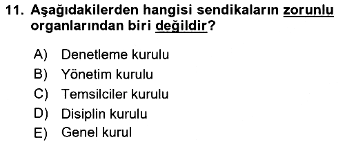 İş Ve Sosyal Güvenlik Hukuku 2018-2019 Yaz Okulu Sınavı - 11. soru