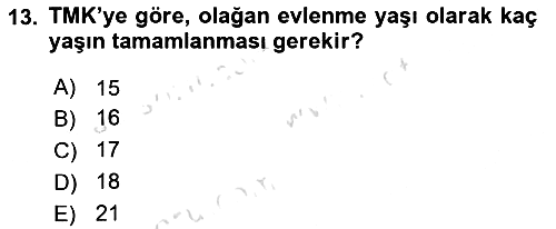 Medeni Hukuk Bilgisi 2021-2022 Ara Sınav - 13. soru