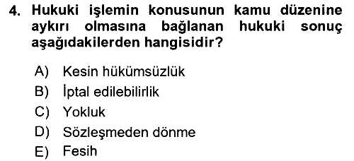 Medeni Hukuk Bilgisi 2022-2023 Ara Sınav - 4. soru