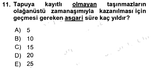 Medeni Hukuk Bilgisi 2021-2022 Dönem Sonu Sınavı - 11. soru