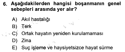 Medeni Hukuk Bilgisi 2021-2022 Yaz Okulu Sınavı - 6. soru