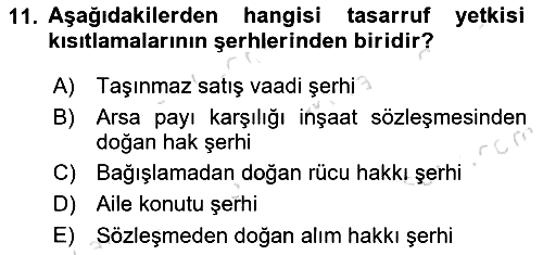 Medeni Hukuk Bilgisi 2021-2022 Yaz Okulu Sınavı - 11. soru