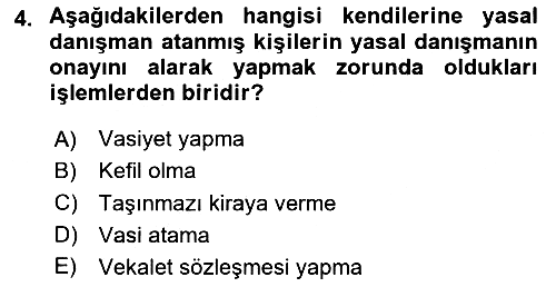 Medeni Hukuk Bilgisi 2024-2025 Yaz Okulu Sınavı - 4. soru
