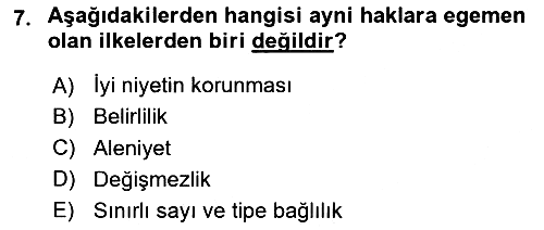 Medeni Hukuk Bilgisi 2024-2025 Yaz Okulu Sınavı - 7. soru