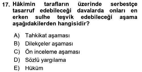 Medeni Usul Hukukuna Giriş 2022-2023 Ara Sınav - 17. soru