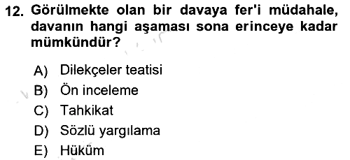 Medeni Usul Hukukuna Giriş 2023-2024 Ara Sınav - 12. soru