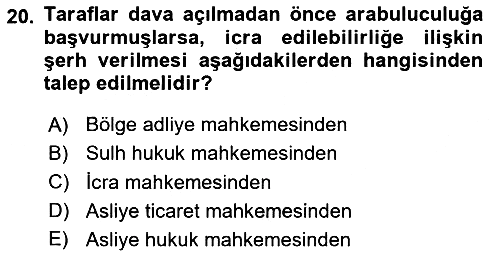 Medeni Usul Hukukuna Giriş 2024-2025 Yaz Okulu Sınavı - 20. soru