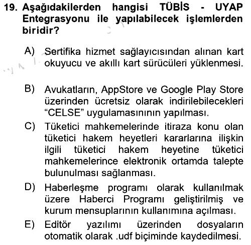 Mesleki Bilgisayar Ve Uyap 2021-2022 Ara Sınav - 19. soru