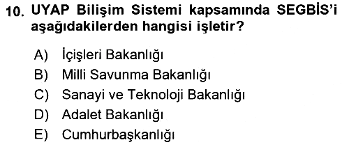 Mesleki Bilgisayar Ve Uyap 2021-2022 Yaz Okulu Sınavı - 10. soru