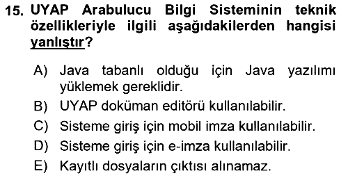 Mesleki Bilgisayar Ve Uyap 2021-2022 Yaz Okulu Sınavı - 15. soru