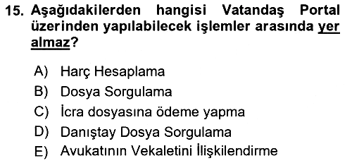 Mesleki Bilgisayar Ve Uyap 2022-2023 Yaz Okulu Sınavı - 15. soru