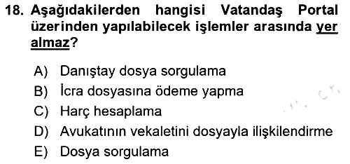Mesleki Bilgisayar Ve Uyap 2023-2024 Yaz Okulu Sınavı - 18. soru