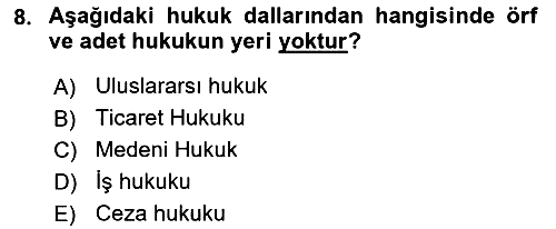 Temel Hukuk Bilgisi 2022-2023 Ara Sınav - 8. soru