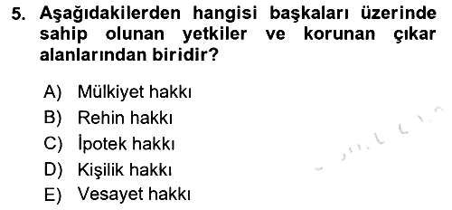 Temel Hukuk Bilgisi 2023-2024 Dönem Sonu Sınavı - 5. soru