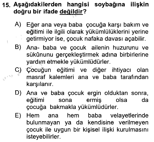 Temel Hukuk Bilgisi 2023-2024 Dönem Sonu Sınavı - 15. soru