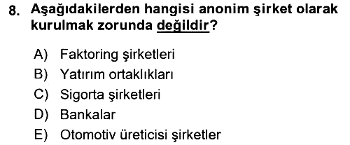 Ticaret Hukuku 2016-2017 3 Ders Sınavı - 8. soru
