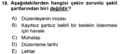 Ticaret Hukuku 2017-2018 3 Ders Sınavı - 18. soru