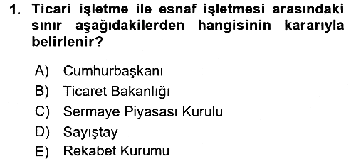 Ticaret Hukuku 2018-2019 3 Ders Sınavı - 1. soru