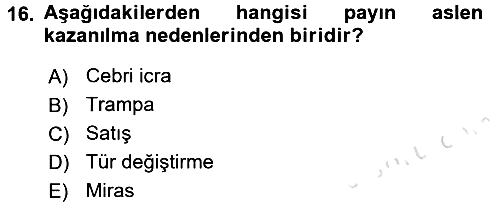 Ticaret Hukuku 2018-2019 3 Ders Sınavı - 16. soru