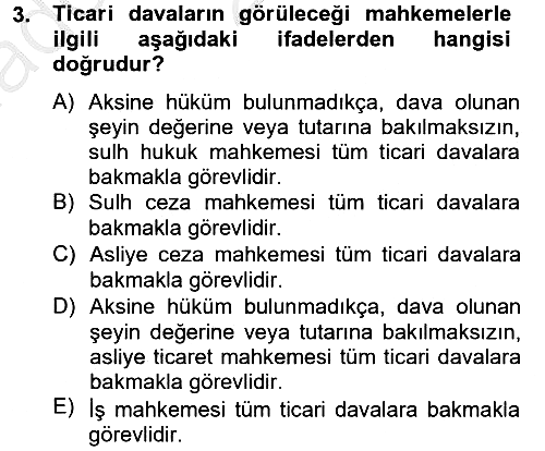 Ticaret Hukuku 2012-2013 Ara Sınav - 3. soru